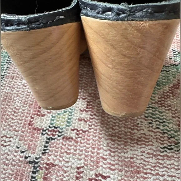 No 6 Black Leather New School Clogs Size 38 - Picture 6 of 10